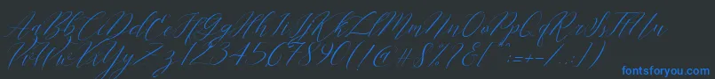 Cantona Slant Font – Blue Fonts on Black Background
