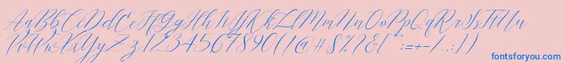 Cantona Slant Font – Blue Fonts on Pink Background