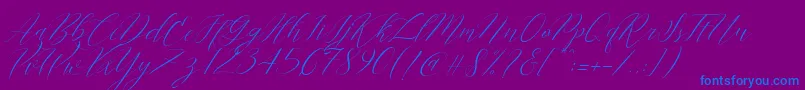 Cantona Slant Font – Blue Fonts on Purple Background