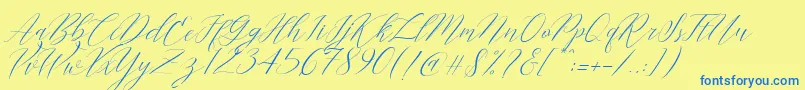 Cantona Slant Font – Blue Fonts on Yellow Background