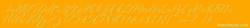 Cantona Slant Font – Green Fonts on Orange Background