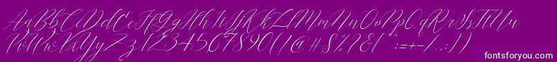 Cantona Slant Font – Green Fonts on Purple Background