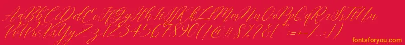 Cantona Slant Font – Orange Fonts on Red Background