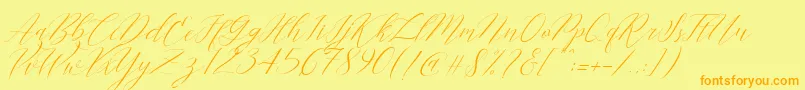 Cantona Slant-Schriftart – Orangefarbene Schriften auf gelbem Hintergrund