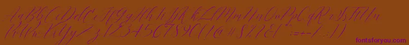Cantona Slant Font – Purple Fonts on Brown Background