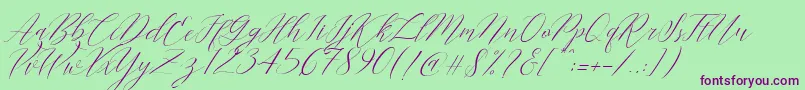 Cantona Slant Font – Purple Fonts on Green Background