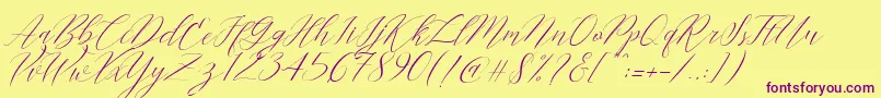 Cantona Slant-Schriftart – Violette Schriften auf gelbem Hintergrund