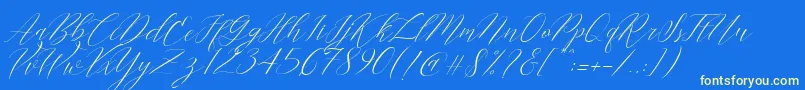 Cantona Slant Font – Yellow Fonts on Blue Background