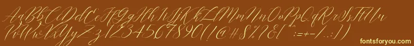 Cantona Slant-Schriftart – Gelbe Schriften auf braunem Hintergrund