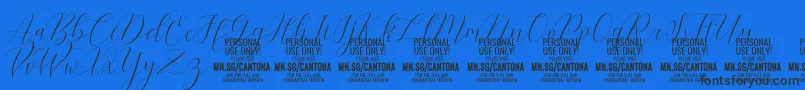 Шрифт CantonaScript PERSONAL USE – чёрные шрифты на синем фоне