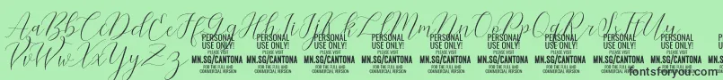 CantonaScript PERSONAL USE Font – Black Fonts on Green Background