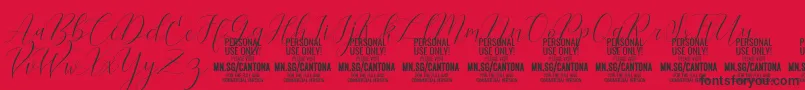 Fonte CantonaScript PERSONAL USE – fontes pretas em um fundo vermelho