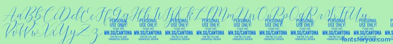 fuente CantonaScript PERSONAL USE – Fuentes Azules Sobre Fondo Verde