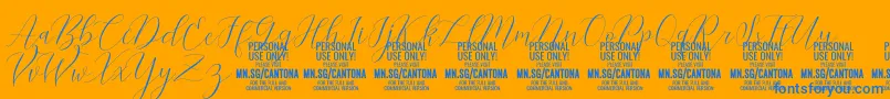 CantonaScript PERSONAL USE-Schriftart – Blaue Schriften auf orangefarbenem Hintergrund