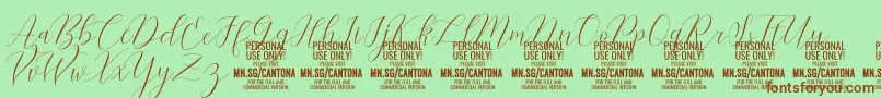 Fonte CantonaScript PERSONAL USE – fontes marrons em um fundo verde