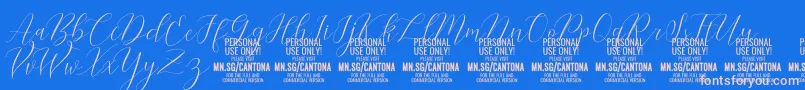 Fonte CantonaScript PERSONAL USE – fontes rosa em um fundo azul