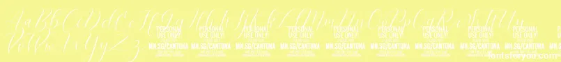 CantonaScript PERSONAL USE-Schriftart – Weiße Schriften auf gelbem Hintergrund