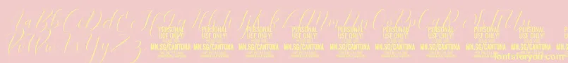 fuente CantonaScript PERSONAL USE – Fuentes Amarillas Sobre Fondo Rosa