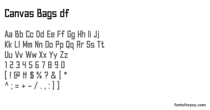 Schriftart Canvas Bags df – Alphabet, Zahlen, spezielle Symbole