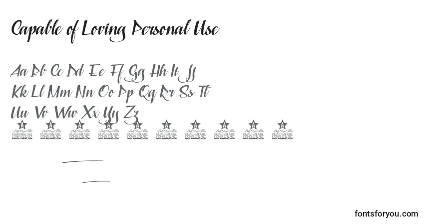 Fuente Capable of Loving Personal Use - alfabeto, números, caracteres especiales