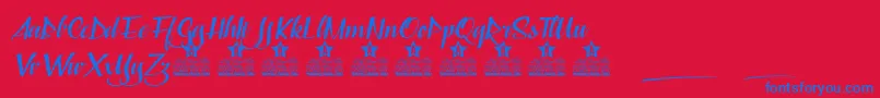 Capable of Loving Personal Use Font – Blue Fonts on Red Background