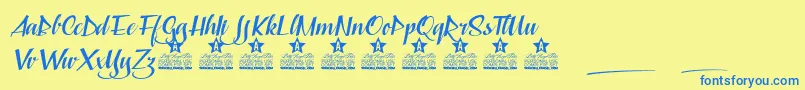 Capable of Loving Personal Use Font – Blue Fonts on Yellow Background