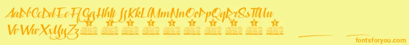 Capable of Loving Personal Use Font – Orange Fonts on Yellow Background