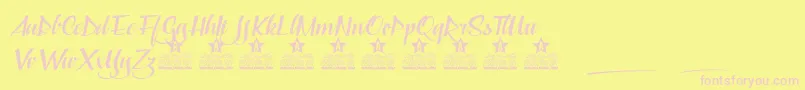 Capable of Loving Personal Use Font – Pink Fonts on Yellow Background