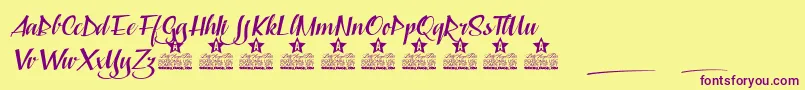 Capable of Loving Personal Use Font – Purple Fonts on Yellow Background