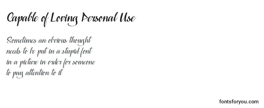 Capable of Loving Personal Use -fontin tarkastelu