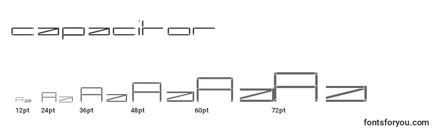 Größen der Schriftart Capacitor (122728)