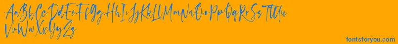 capappa-Schriftart – Blaue Schriften auf orangefarbenem Hintergrund
