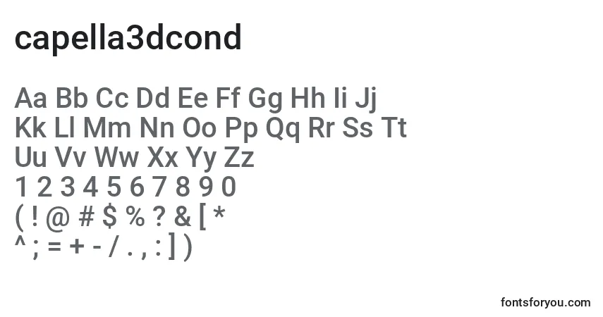 Schriftart Capella3dcond (122732) – Alphabet, Zahlen, spezielle Symbole