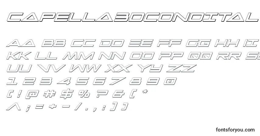 Schriftart Capella3dcondital (122733) – Alphabet, Zahlen, spezielle Symbole