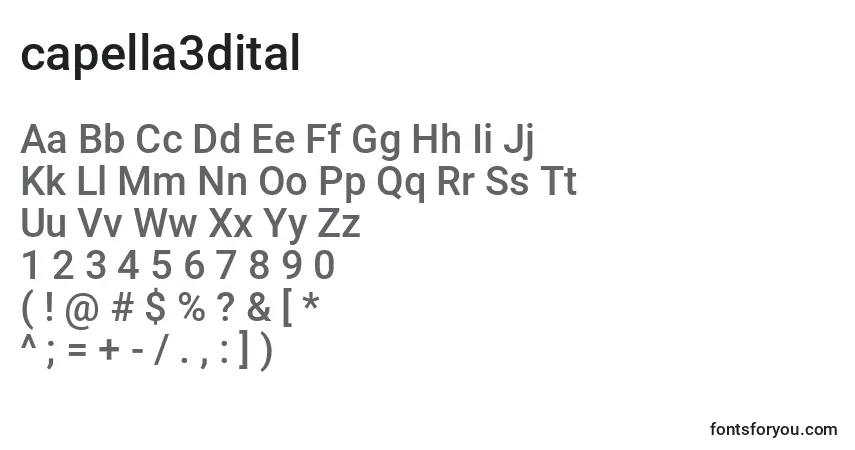 Czcionka Capella3dital (122734) – alfabet, cyfry, specjalne znaki