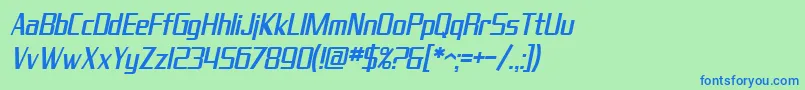 SfTheraminGothicCondensedOblique Font – Blue Fonts on Green Background