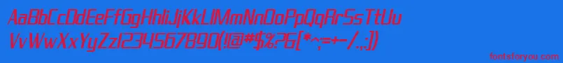 SfTheraminGothicCondensedOblique Font – Red Fonts on Blue Background