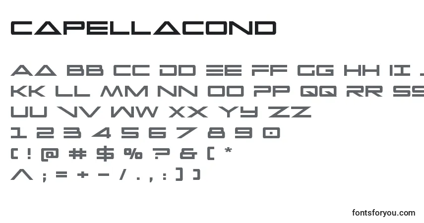 Шрифт Capellacond (122741) – алфавит, цифры, специальные символы