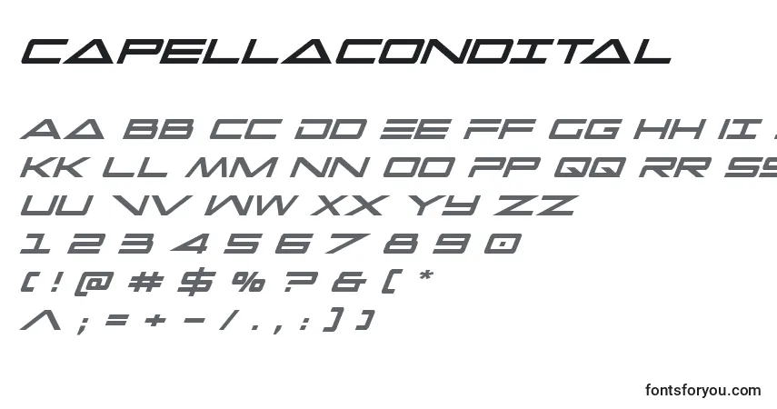 Capellacondital (122744)-fontti – aakkoset, numerot, erikoismerkit