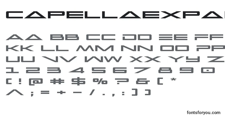 Schriftart Capellaexpand (122745) – Alphabet, Zahlen, spezielle Symbole