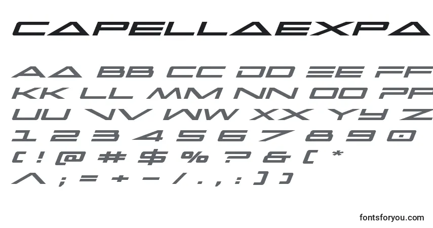 Capellaexpandital (122746)-fontti – aakkoset, numerot, erikoismerkit