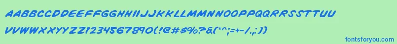 VigilanteNotes Font – Blue Fonts on Green Background