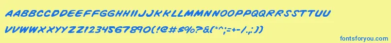 More about VigilanteNotes Font VigilanteNotes Font – Blue Fonts on Yellow Background