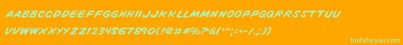 VigilanteNotes Font – Green Fonts on Orange Background