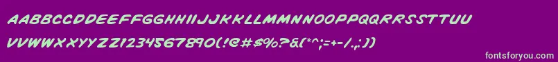 VigilanteNotes Font – Green Fonts on Purple Background