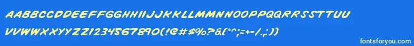 VigilanteNotes Font – Yellow Fonts on Blue Background