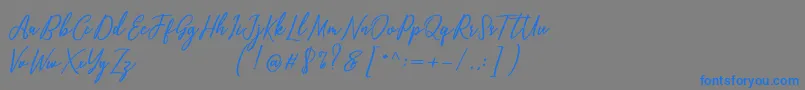 Capital Script-Schriftart – Blaue Schriften auf grauem Hintergrund