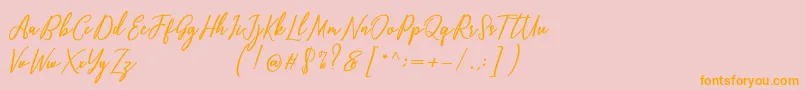 Capital Script Font – Orange Fonts on Pink Background