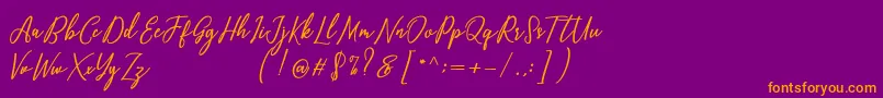Capital Script Font – Orange Fonts on Purple Background