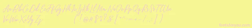 Fonte Capital Script – fontes rosa em um fundo amarelo